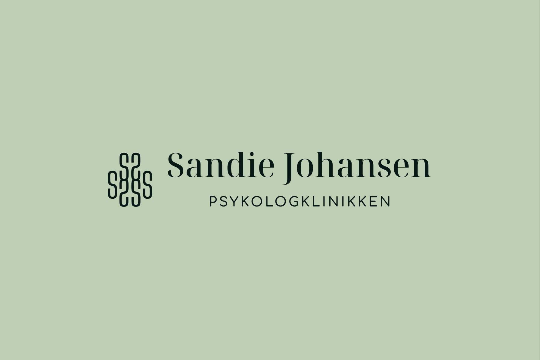 Psykolog Sandie Johansen - Logodesign med lys grøn baggrund.